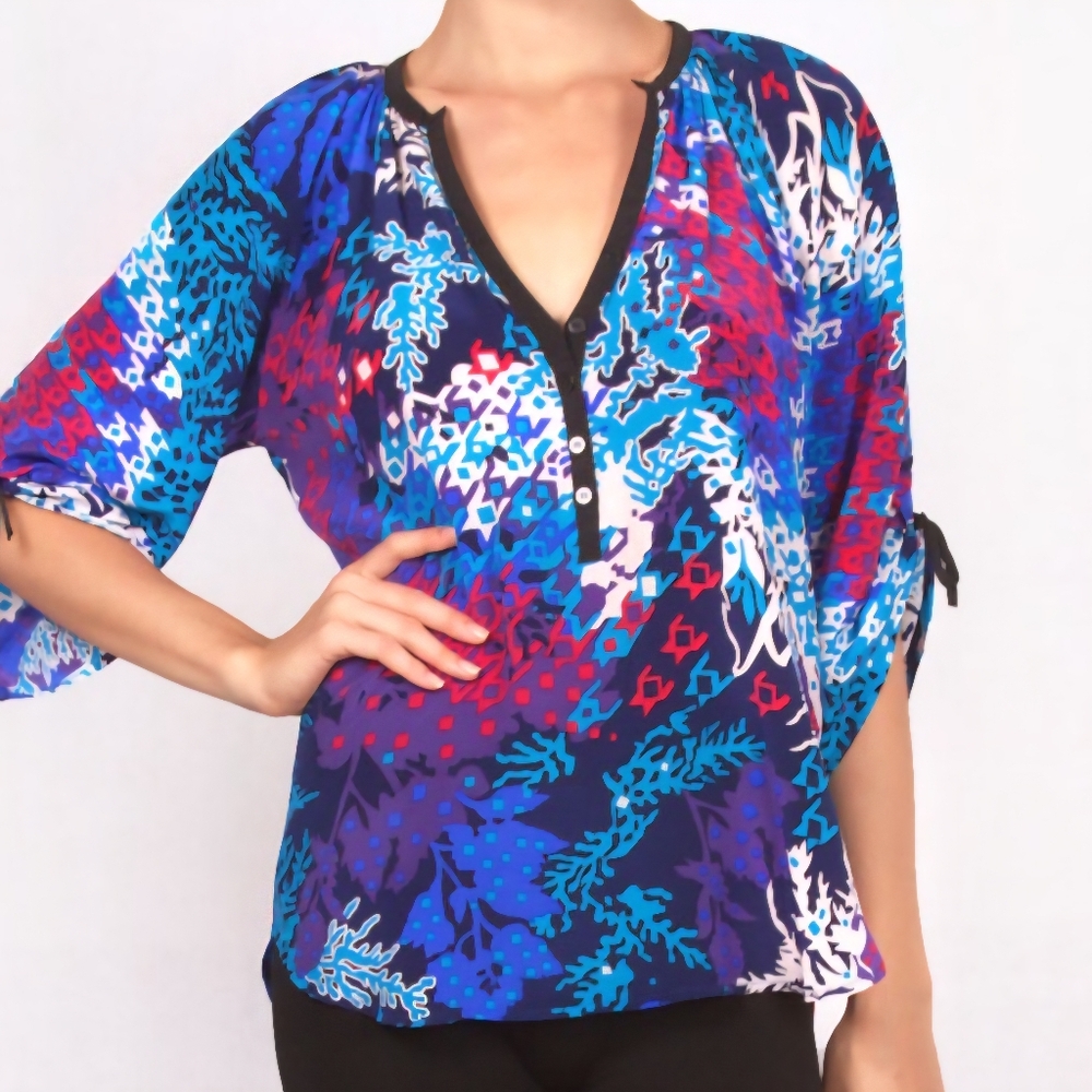 Yumi Kim Anthropologie Top in Jemstar Vibrant Coral Reef Print Sz M